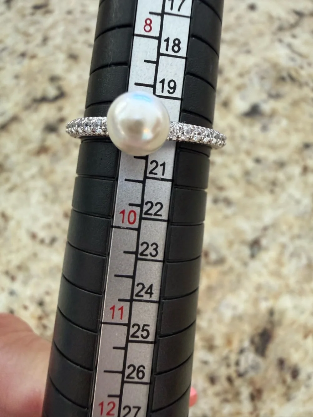 Judith Ripka Pearl CZ Ring Sterling Silver Gold Rose Stackable - Picture 4 of 8